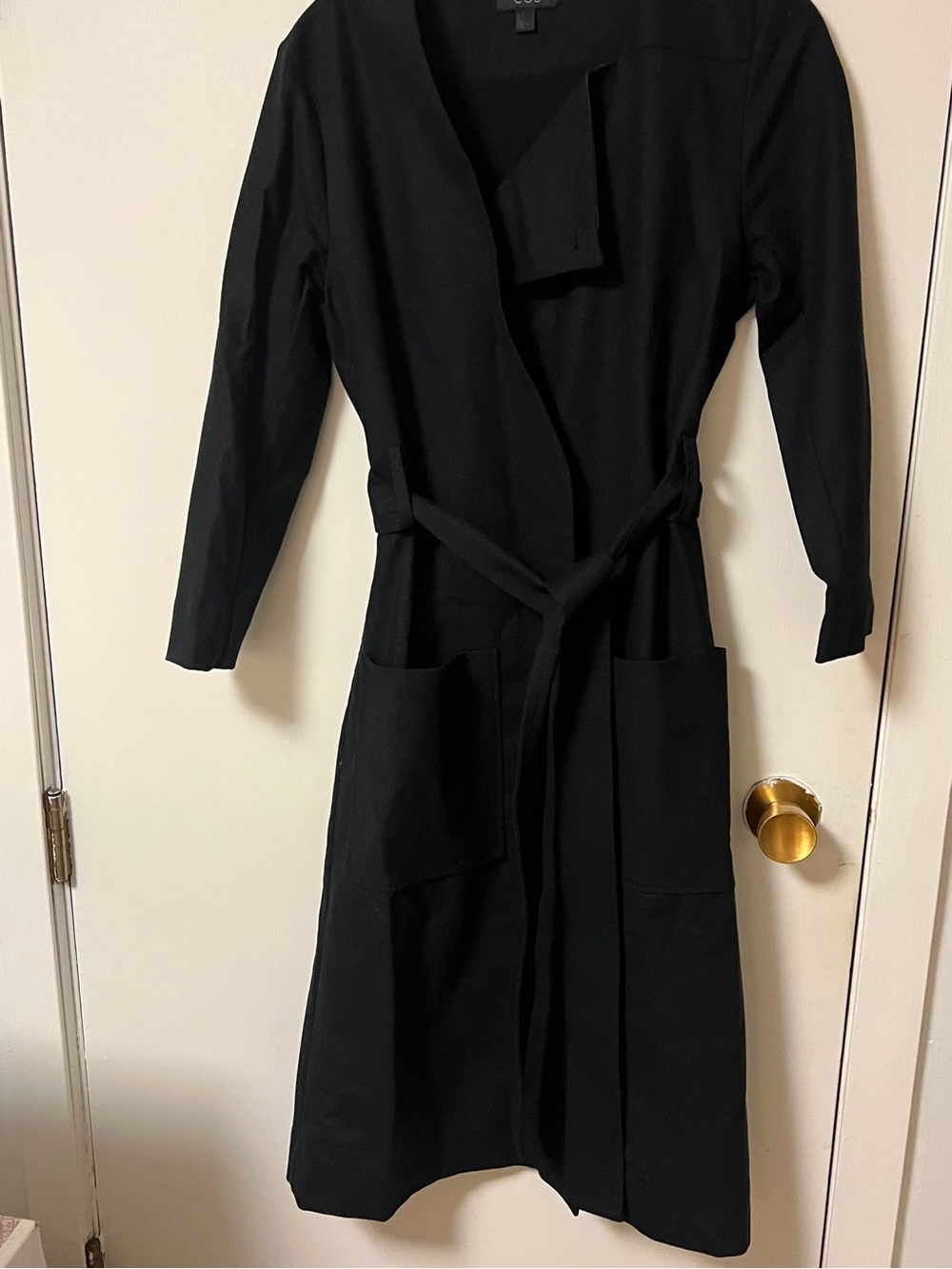 COS - Black Long Sleeve Belted Wrap Dress